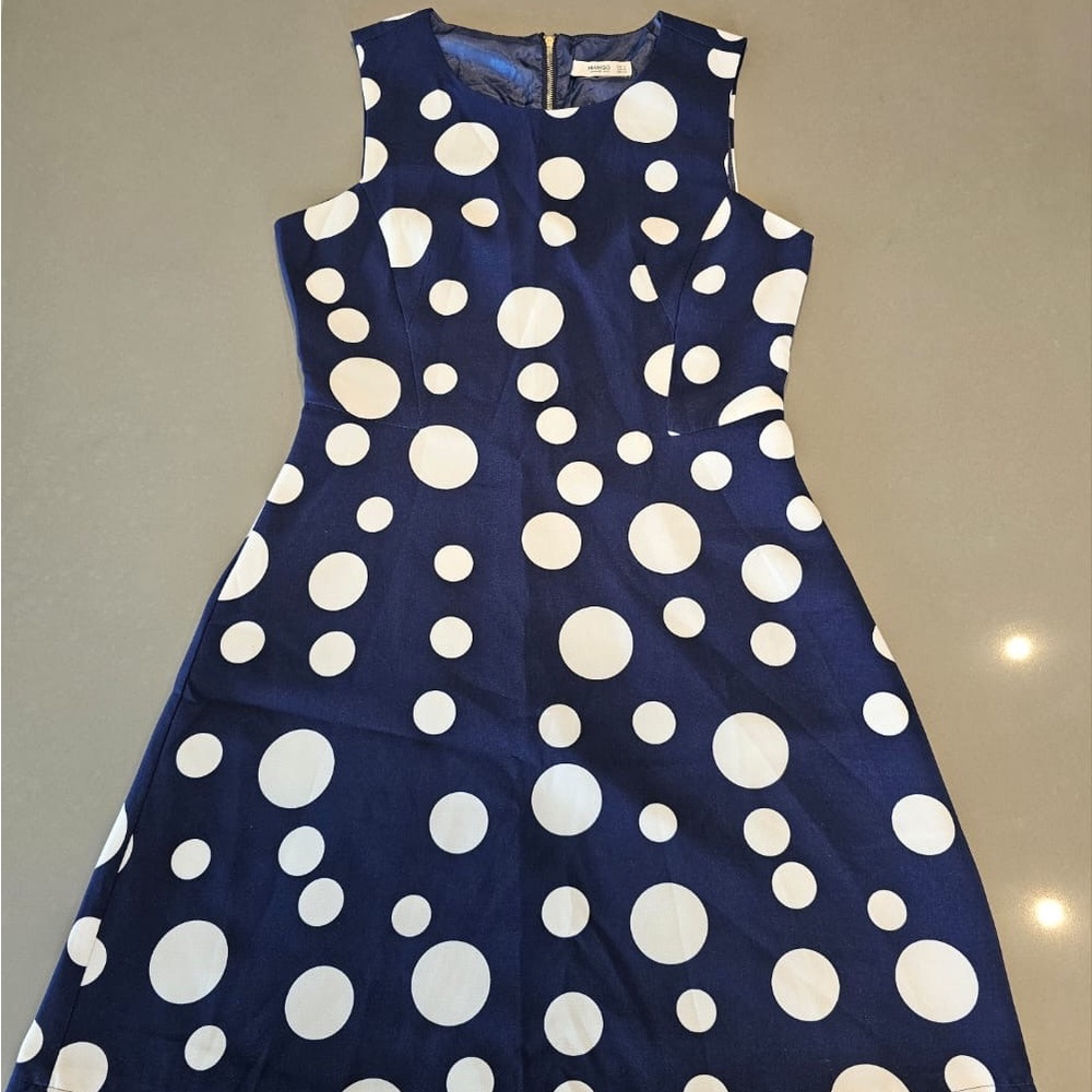 Mango Dress. Dark blue and white. Size XS